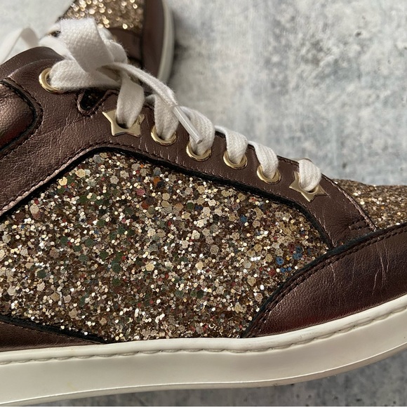 Jimmy Choo Miami Rose Gold Leather Women's Sneakers 37. Excellent condition. - Picture 6 of 8